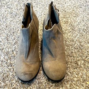 Maurice’s tan wedge booties